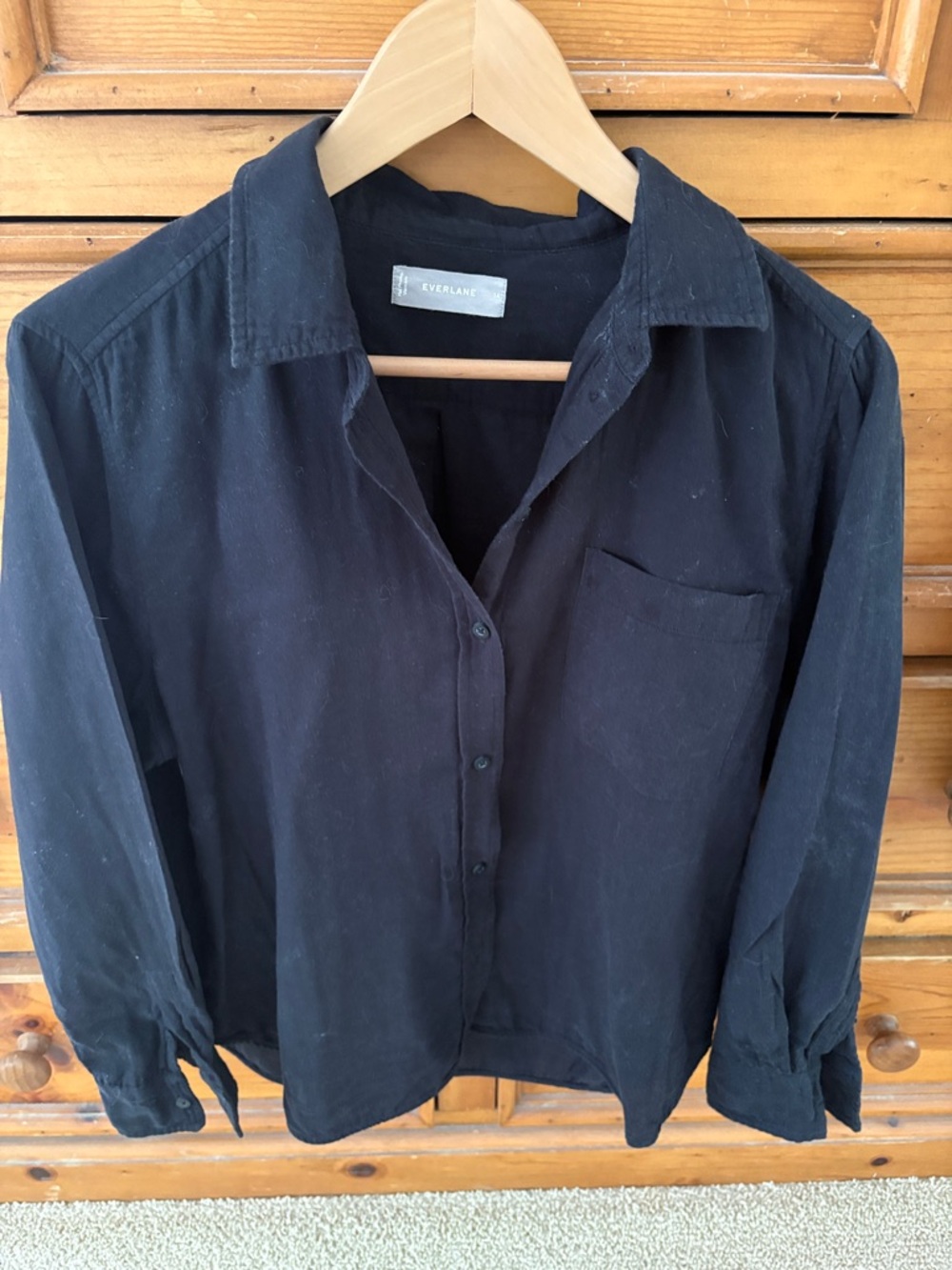 Everlane Black Relaxed Button-Up Shirt Gauzy Light Cotton 14